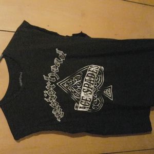 Motorhead Ace of Spades 80s tour t-shirt with the sleeves cut out of it